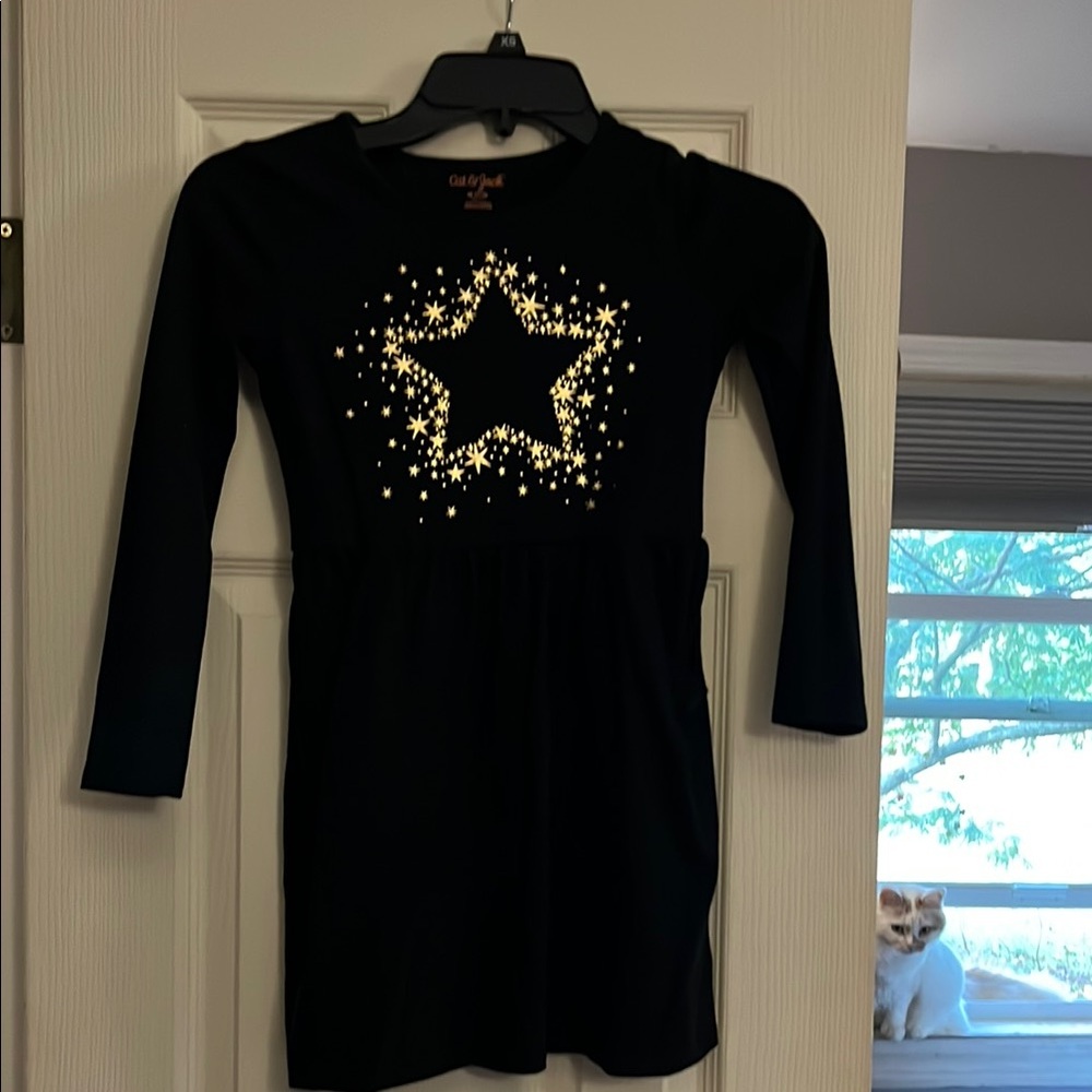 Cat & Jack Black Dress with Starry Gold Pattern